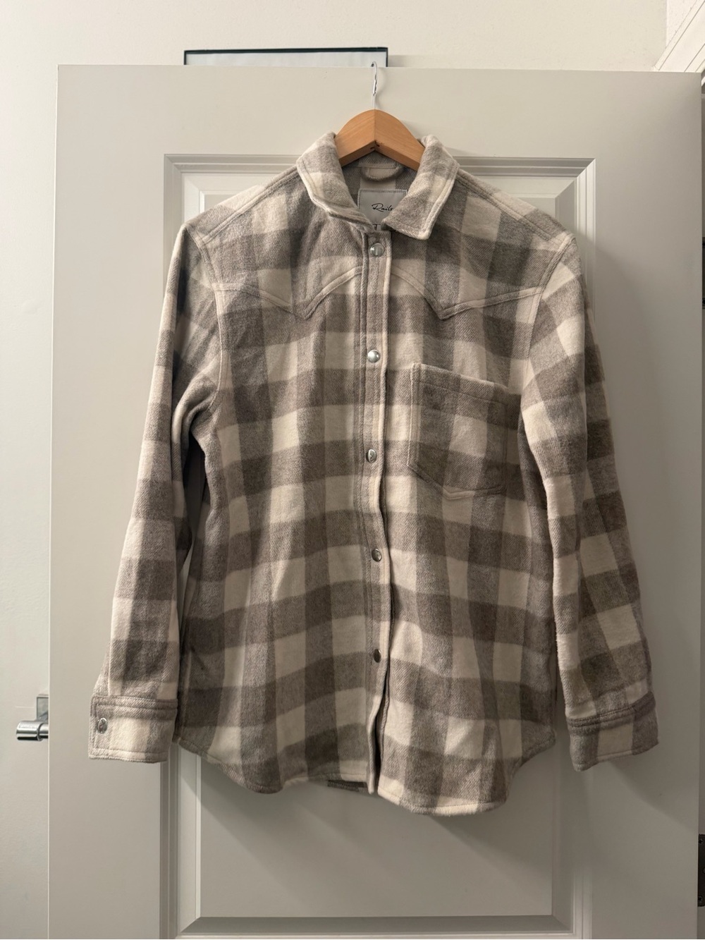 Rails Plaid Shirt Jacket in Cream and Taupe